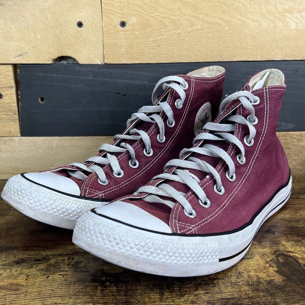 Vintage Converse All Star High Top Sneakers Maroon Burgundy M11 W13 - Picture 3 of 16